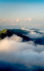 Preview wallpaper mountains, peaks, clouds, sky