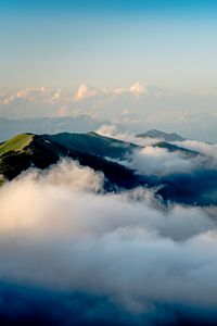 Preview wallpaper mountains, peaks, clouds, sky