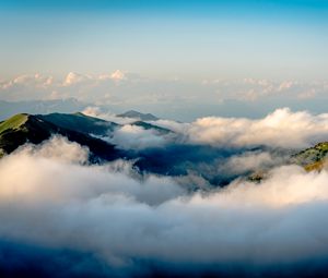 Preview wallpaper mountains, peaks, clouds, sky