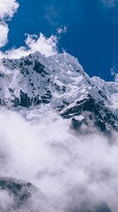 Preview wallpaper mountains, peaks, clouds, snow, sky