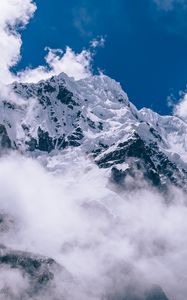 Preview wallpaper mountains, peaks, clouds, snow, sky