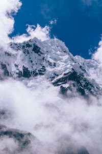 Preview wallpaper mountains, peaks, clouds, snow, sky