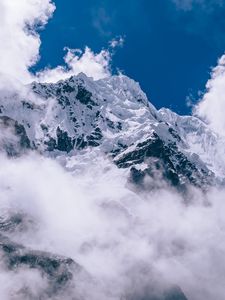 Preview wallpaper mountains, peaks, clouds, snow, sky