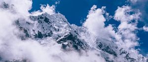 Preview wallpaper mountains, peaks, clouds, snow, sky