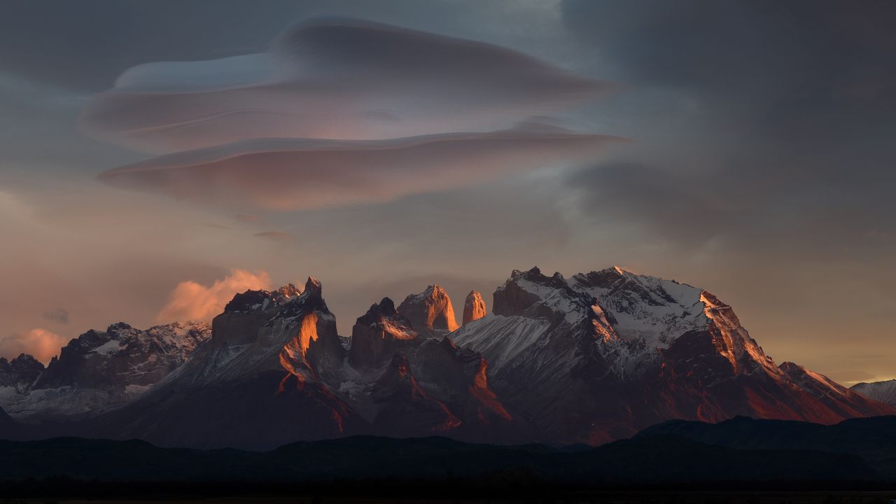 Wallpaper mountains, peaks, clouds, dark, nature