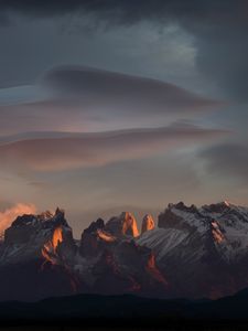 Preview wallpaper mountains, peaks, clouds, dark, nature