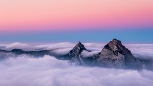 Preview wallpaper mountains, peaks, clouds, sky, switzerland