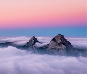 Preview wallpaper mountains, peaks, clouds, sky, switzerland