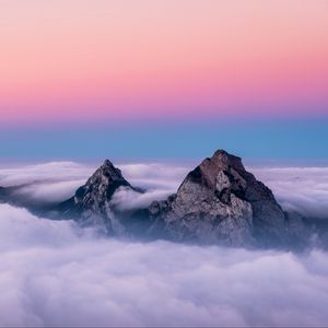 Preview wallpaper mountains, peaks, clouds, sky, switzerland