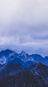 Preview wallpaper mountains, peaks, clouds, blue