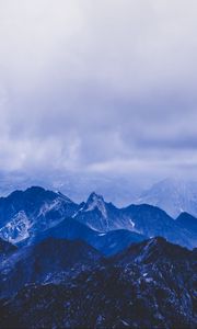 Preview wallpaper mountains, peaks, clouds, blue