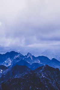 Preview wallpaper mountains, peaks, clouds, blue