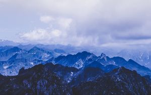 Preview wallpaper mountains, peaks, clouds, blue