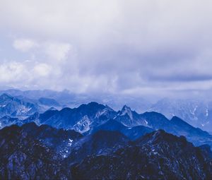 Preview wallpaper mountains, peaks, clouds, blue