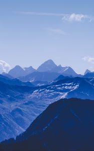 Preview wallpaper mountains, peaks, clouds, blue, sky