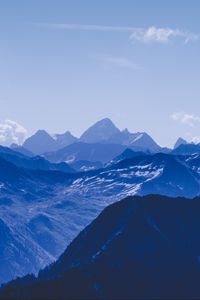 Preview wallpaper mountains, peaks, clouds, blue, sky