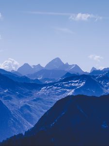 Preview wallpaper mountains, peaks, clouds, blue, sky