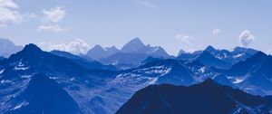 Preview wallpaper mountains, peaks, clouds, blue, sky