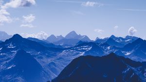 Preview wallpaper mountains, peaks, clouds, blue, sky