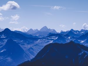 Preview wallpaper mountains, peaks, clouds, blue, sky