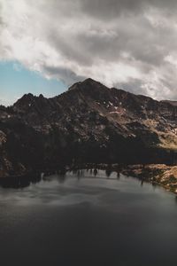 Preview wallpaper mountains, peaks, clouds, lake, landscape