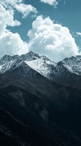 Preview wallpaper mountains, peaks, clouds, snowy, landscape