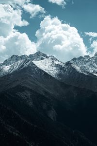 Preview wallpaper mountains, peaks, clouds, snowy, landscape