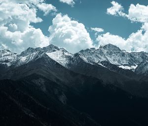 Preview wallpaper mountains, peaks, clouds, snowy, landscape