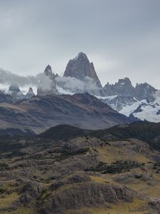 Preview wallpaper mountains, peaks, clouds, mountain range, landscape