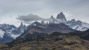 Preview wallpaper mountains, peaks, clouds, mountain range, landscape