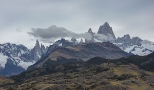 Preview wallpaper mountains, peaks, clouds, mountain range, landscape