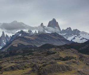 Preview wallpaper mountains, peaks, clouds, mountain range, landscape