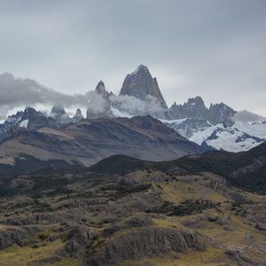 Preview wallpaper mountains, peaks, clouds, mountain range, landscape