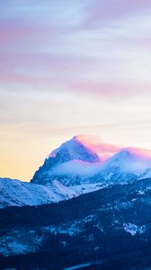 Preview wallpaper mountains, peaks, clouds, slopes, snowy, landscape
