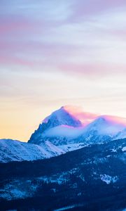 Preview wallpaper mountains, peaks, clouds, slopes, snowy, landscape