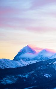 Preview wallpaper mountains, peaks, clouds, slopes, snowy, landscape