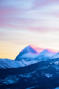 Preview wallpaper mountains, peaks, clouds, slopes, snowy, landscape