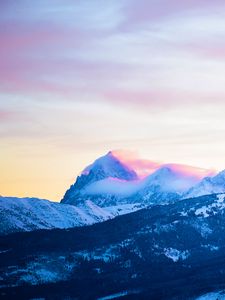 Preview wallpaper mountains, peaks, clouds, slopes, snowy, landscape