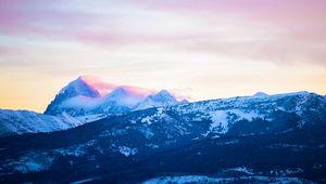 Preview wallpaper mountains, peaks, clouds, slopes, snowy, landscape