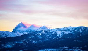 Preview wallpaper mountains, peaks, clouds, slopes, snowy, landscape