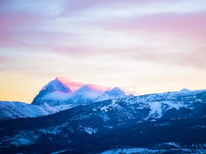 Preview wallpaper mountains, peaks, clouds, slopes, snowy, landscape