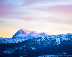 Preview wallpaper mountains, peaks, clouds, slopes, snowy, landscape