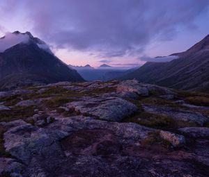 Preview wallpaper mountains, peaks, clouds, mountain range, landscape