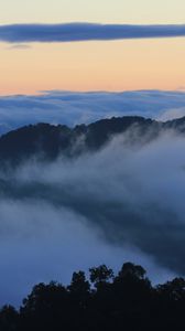 Preview wallpaper mountains, peaks, clouds, fog, landscape