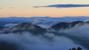 Preview wallpaper mountains, peaks, clouds, fog, landscape