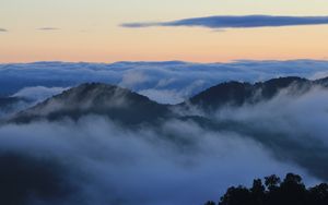 Preview wallpaper mountains, peaks, clouds, fog, landscape