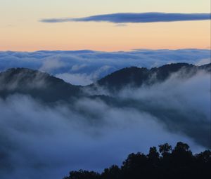 Preview wallpaper mountains, peaks, clouds, fog, landscape