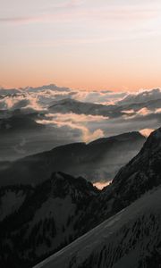 Preview wallpaper mountains, peaks, clouds, fog