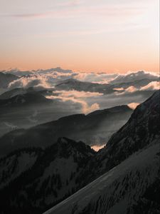 Preview wallpaper mountains, peaks, clouds, fog