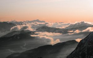 Preview wallpaper mountains, peaks, clouds, fog
